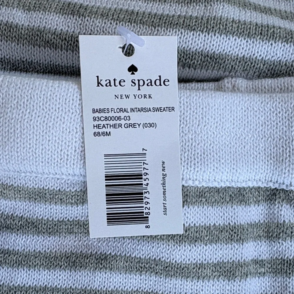 Girls Gray & White Striped Floral Accent Knit Set